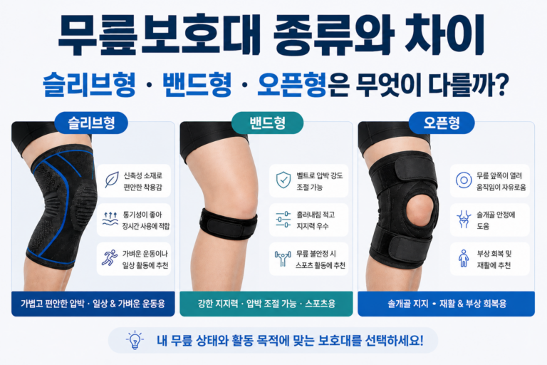 무릎보호대 종류와 차이_ 슬리브형·밴드형·오픈형은 무엇이 다를까?