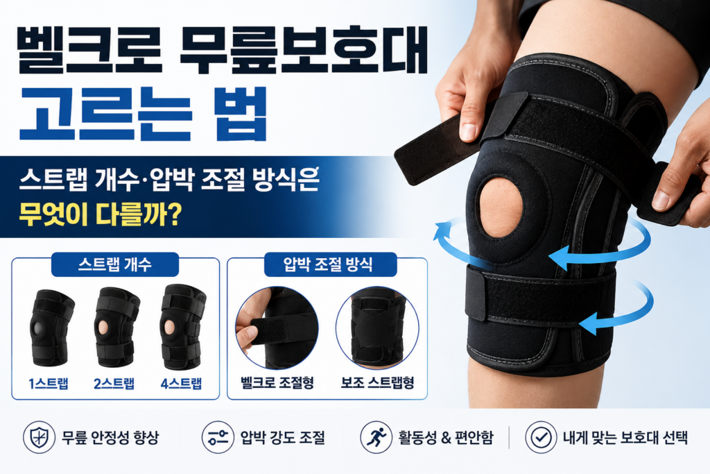 벨크로 무릎보호대 고르는 법_ 스트랩 개수·압박 조절 방식은 무엇이 다를까? 제품 이미지