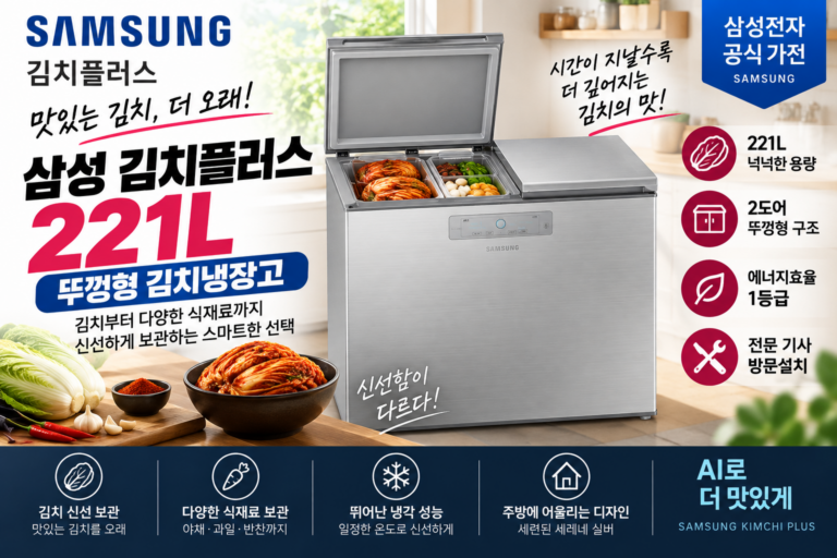 삼성전자 김치플러스 뚜껑형 2도어 1등급 김치냉장고 221L 방문설치, 세레네 실버, RP22C3111Z1
