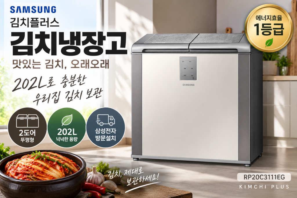 삼성전자 김치플러스 뚜껑형 2도어 1등급 김치냉장고 202L 방문설치, 그레이지, RP20C3111EG 제품 이미지