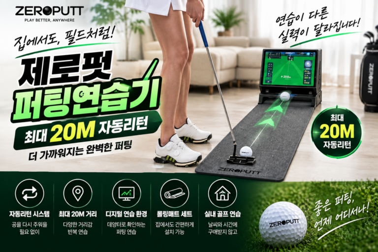 제로펏 최대 20M 자동리턴 디지털 퍼팅연습 골프 퍼터 퍼팅연습기